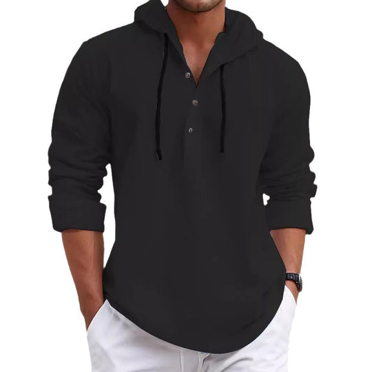 Herren Kapuzenpullover mit modischem Knopfdruck und lässigem Schnitt Heidi-Mode