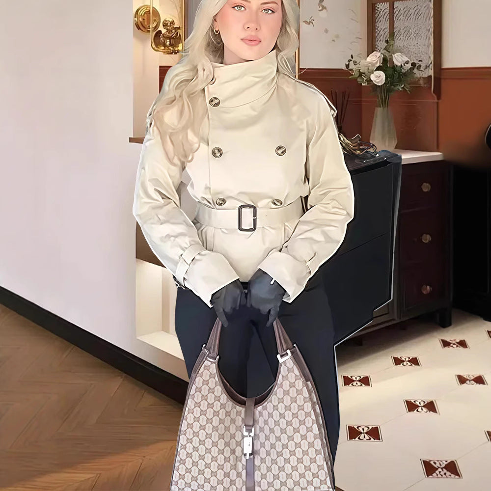 Damen Trenchcoat mit taillierter Silhouette und doppelter Knopfleiste Heidi-Mode