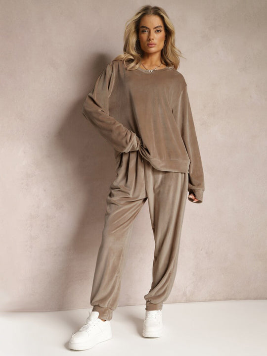 Damen lässiges Lounge-Set aus weichem Velours Heidi-Mode