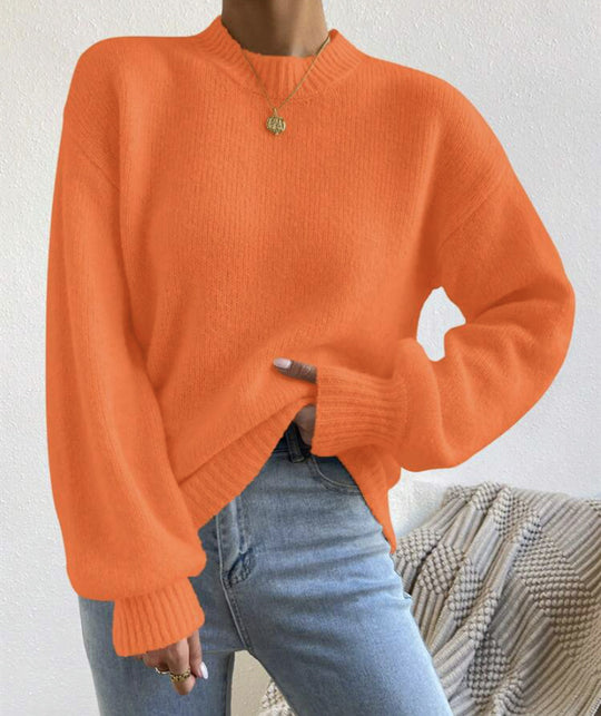 Damen Modischer Pullover mit hochgeschlossenem Ausschnitt und strukturiertem Strick Heidi-Mode