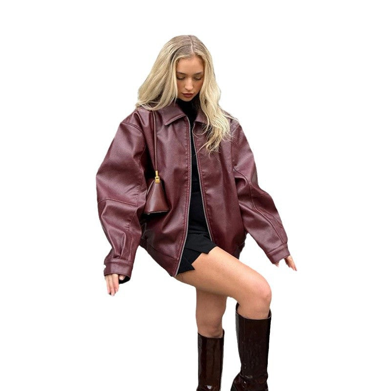 Damen modische jacke im Oversized-Stil mit Reißverschluss Heidi-Mode