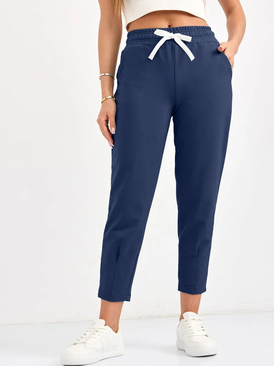 Damen Elegante Jogginghose mit Kordelzug und schmalem Schnitt Heidi-Mode