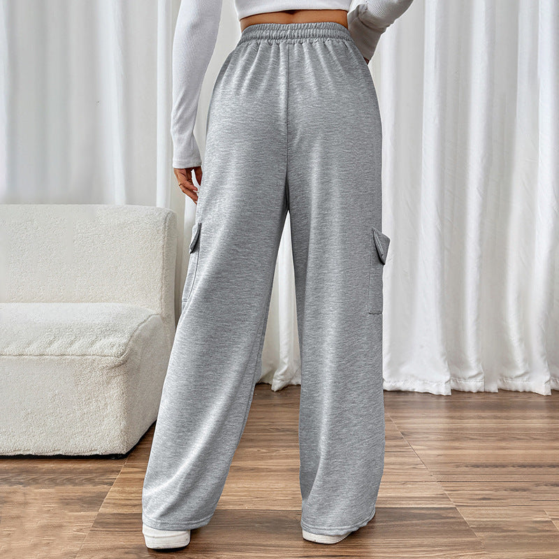 Damen Bequeme Cargo-Hose mit elastischem Bund und seitlichen Taschen Heidi-Mode