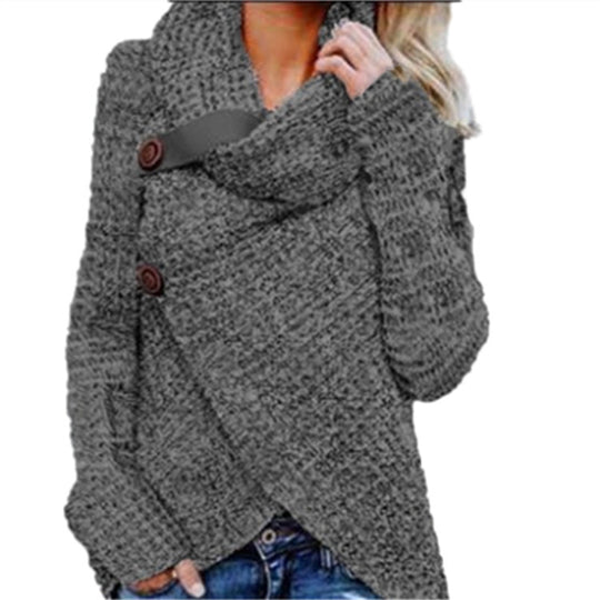 Damen Strickjacke mit asymmetrischem Verschluss und komfortablem Kragen Heidi-Mode