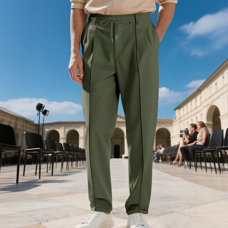 Herren moderne Chinohose mit bequemem elastischem Bund und praktischen Seitentaschen Heidi-Mode