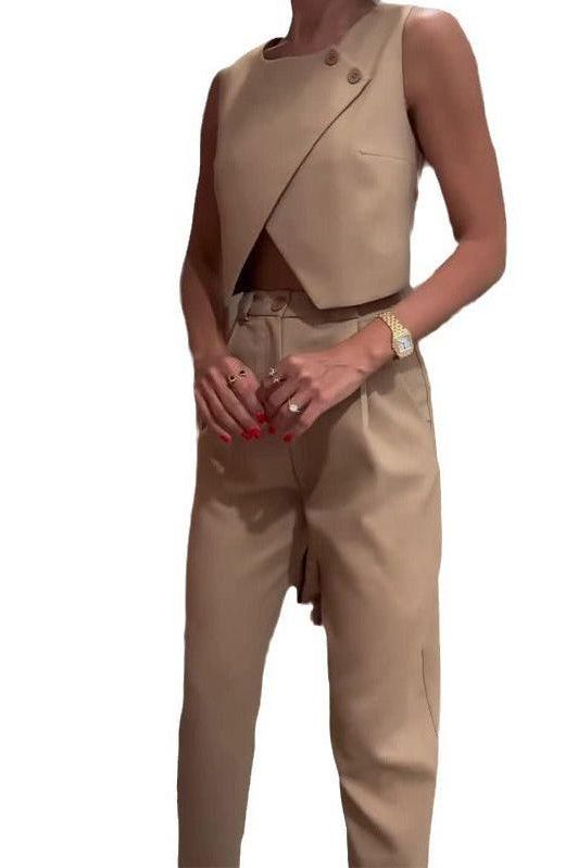 Heidi-Mode | Rundhals Button Top Hosenanzug