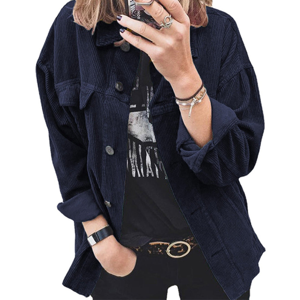 Damen modische Cordjacke mit praktischen aufgesetzten Taschen und lässigem Schnitt Heidi-Mode