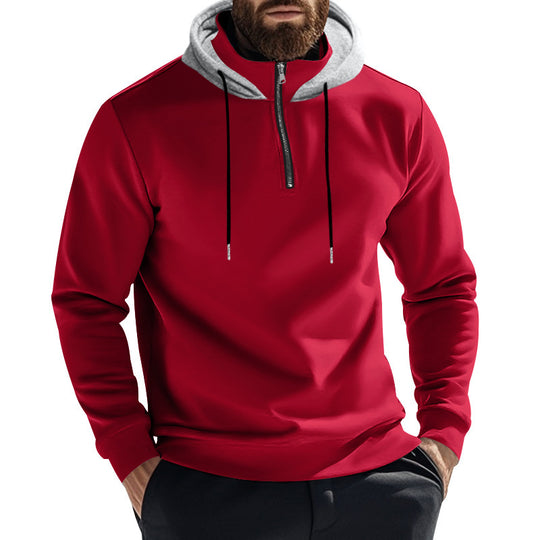 Herren Sportlicher Kapuzenpullover mit halbem Reißverschluss und atmungsaktivem Material Heidi-Mode