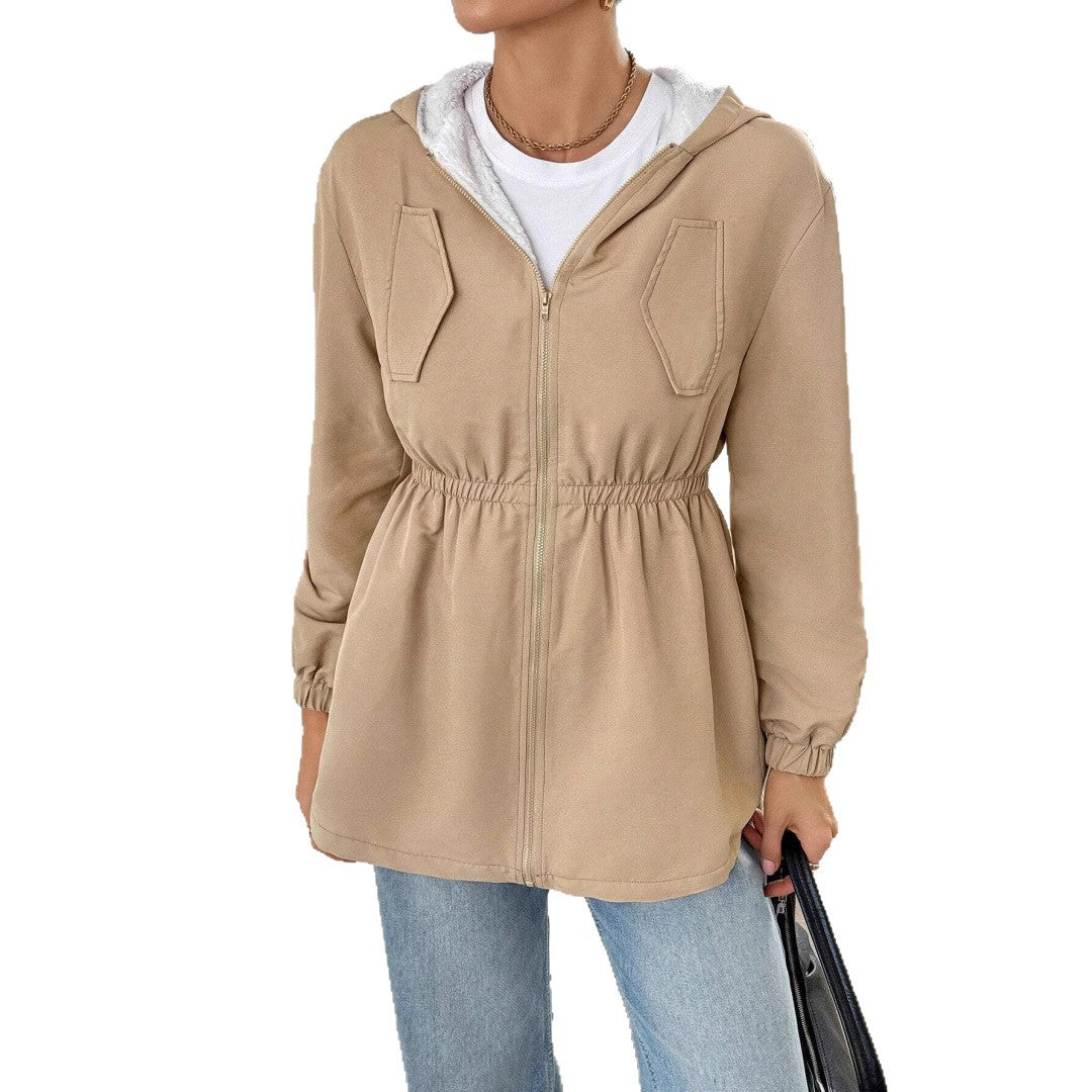 Damen Freizeitjacke mit verstellbarem Bund und Kapuze Heidi-Mode