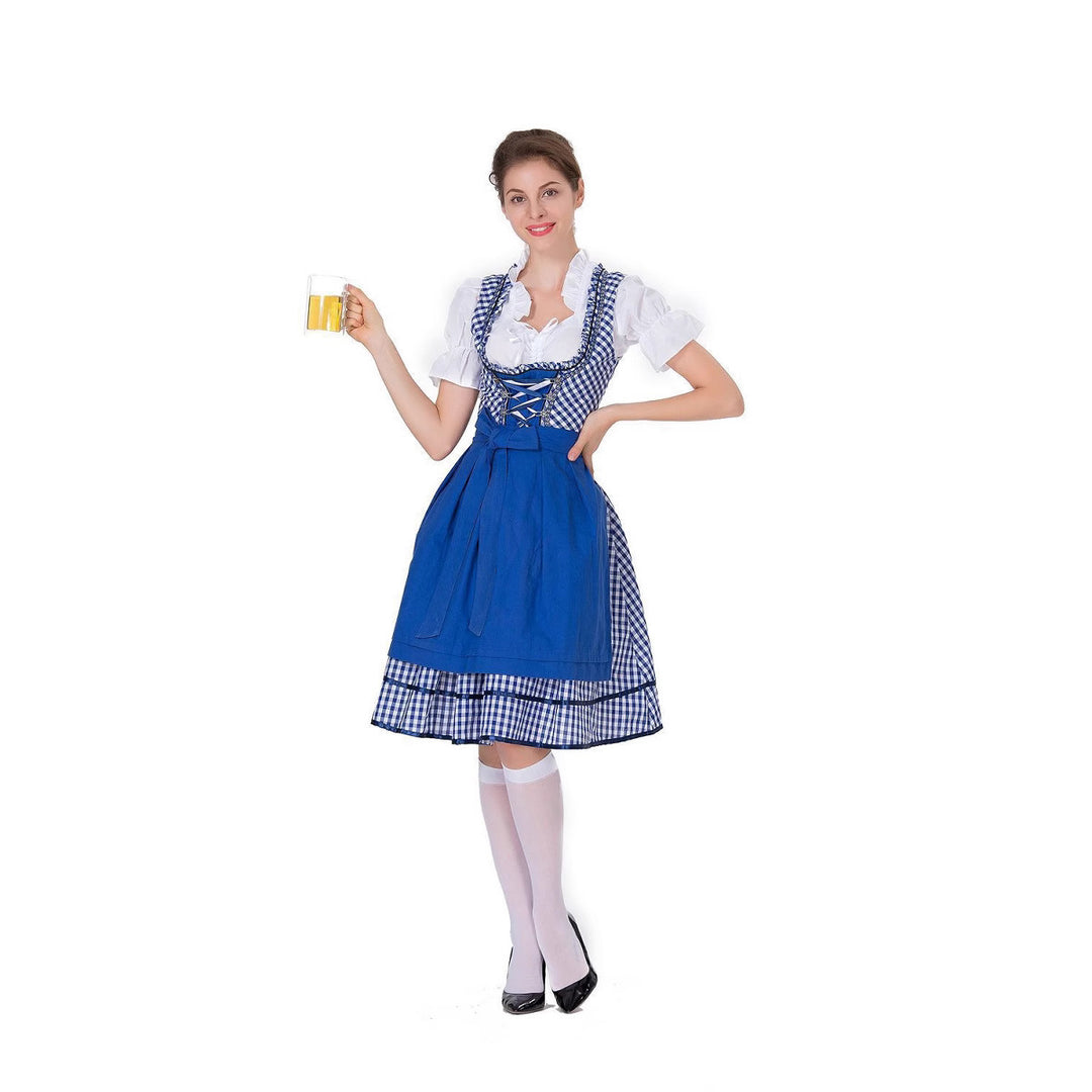Damen Trachtenkleid mit romantischen Karomustern und verspielten Rüschen Heidi
