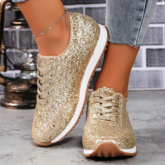 Damen Glitzernde Sneaker mit atmungsaktiver Sohle Heidi-Mode