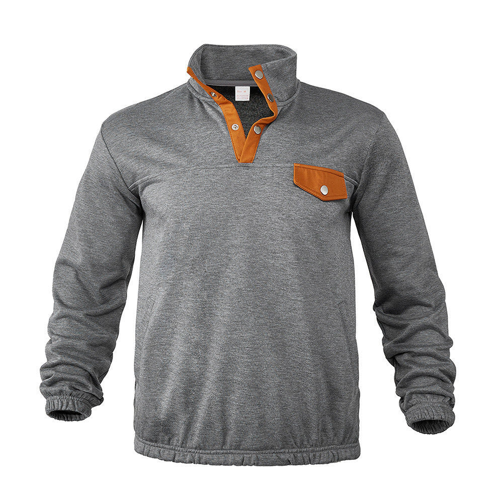 Herren Pullover mit praktischer Knopfleiste und Brusttasche Heidi-Mode