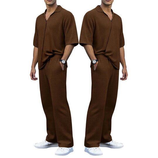 Herren elegantes Freizeit-Outfit aus weichem Strickmaterial mit lässigem Schnitt Heidi-Mode