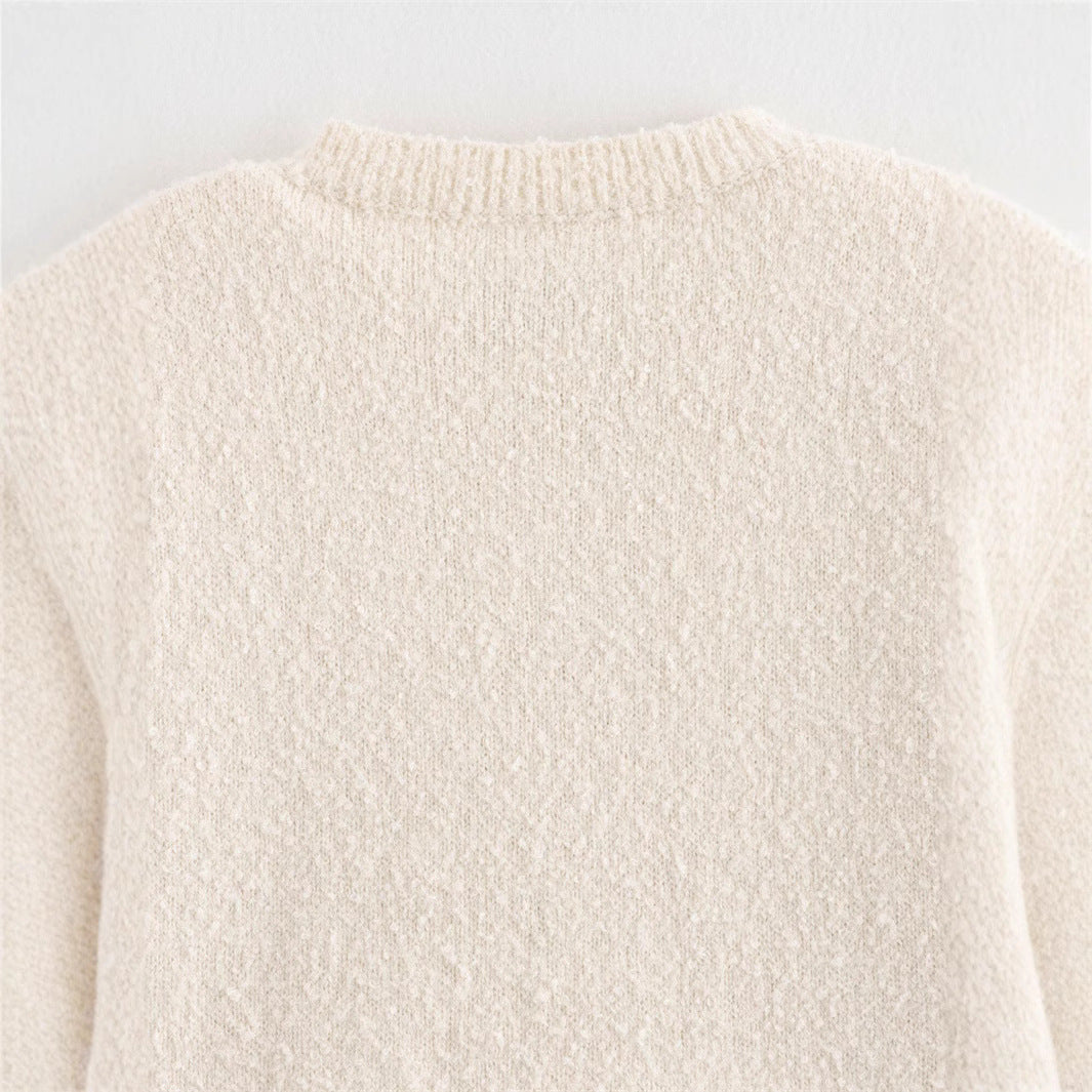 Damen Bouclé-Jacke mit eleganten Schleifen und Fransen Heidi-Mode