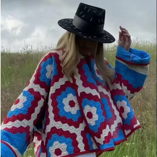 Damen Steppjacke mit geometrischem Muster und modernem Design Heidi-Mode