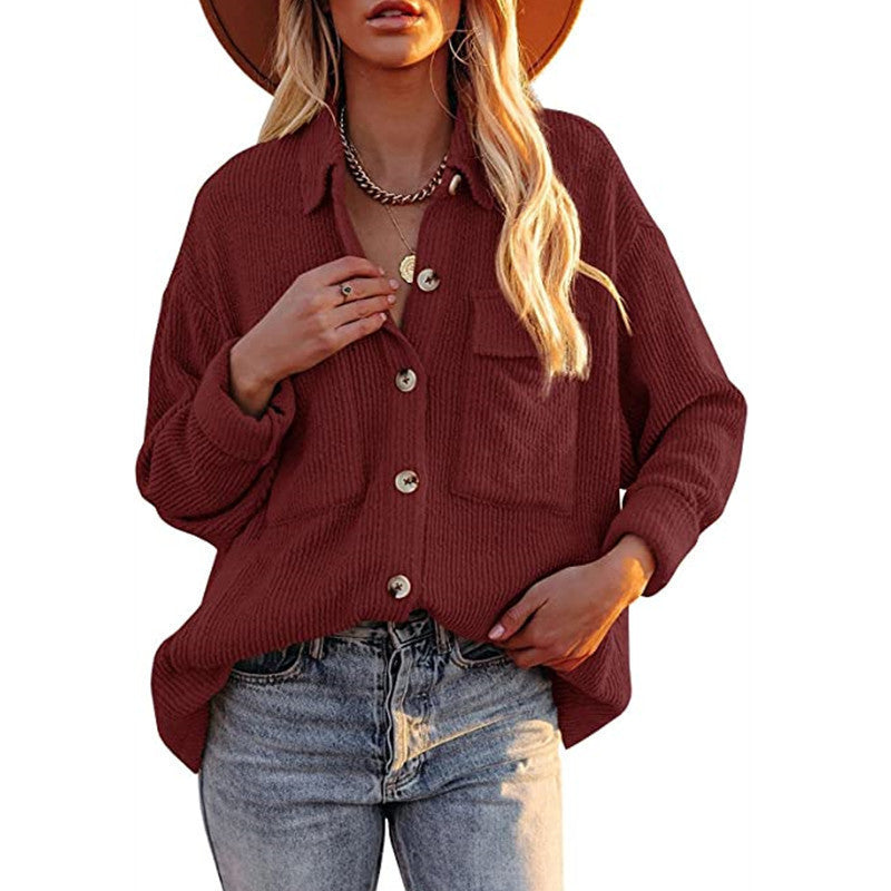 Damen Oversized Hemdbluse mit strukturiertem Design und Knopfdetails Heidi-Mode