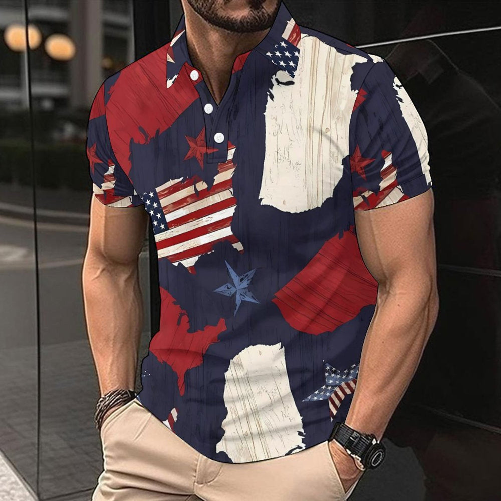 Herren Kurzarm-Hemd mit einzigartigem Länder-Design Heidi-Mode