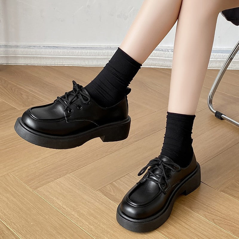 Damen Schnürschuhe mit robustem Blockabsatz und geschmeidigem Leder Heidi-Mode