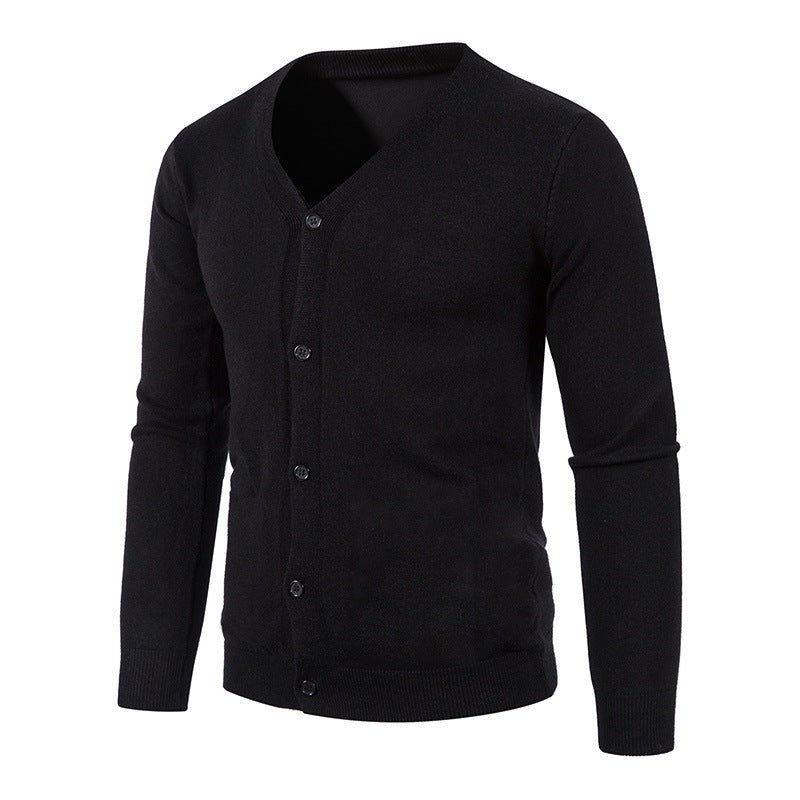 Herren stilvolle Strickjacke mit tiefem V-Ausschnitt und Knopfleiste Heidi-Mode