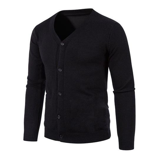 Herren stilvolle Strickjacke mit tiefem V-Ausschnitt und Knopfleiste Heidi-Mode