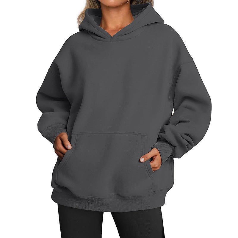 Damen Übergrößen Kapuzenpullover mit praktischen Taschen undlässigem Schnitt Heidi-Mode