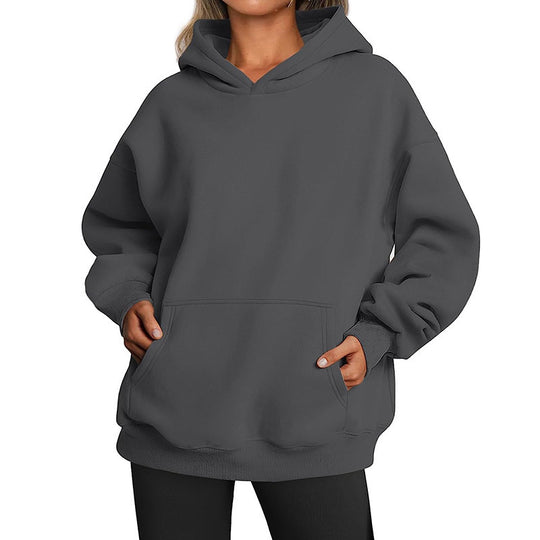 Damen Übergrößen Kapuzenpullover mit praktischen Taschen undlässigem Schnitt Heidi-Mode