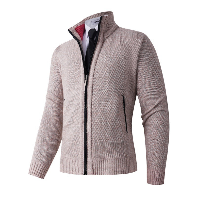 Herren stylische Strickjacke mit hohem Kragen und praktischen Taschen Heidi-Mode