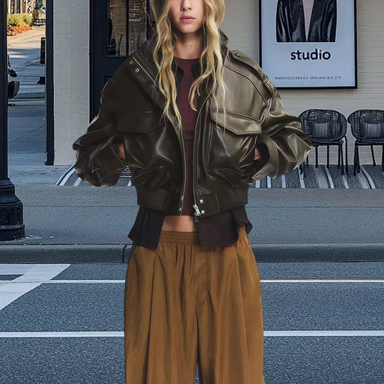 Damen ausgefallene jacke mit voluminösen Ärmeln Heidi-Mode