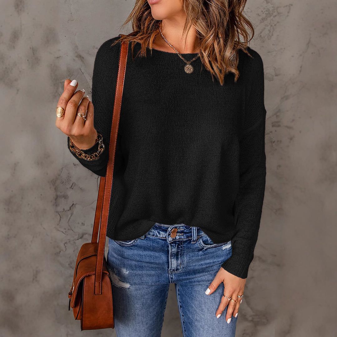 Damen lässiger Strickpullover mit weitem Schnitt und eleganten Details Heidi-Mode