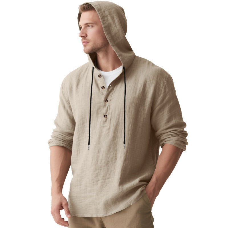 Herren Kapuzenshirt mit Knopfleiste und lässigem Schnitt Heidi-Mode