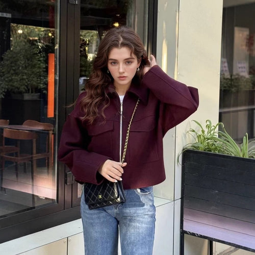 Damen lässige Fleecejacke mit praktischen Taschen und modernem Kragen Heidi-Mode