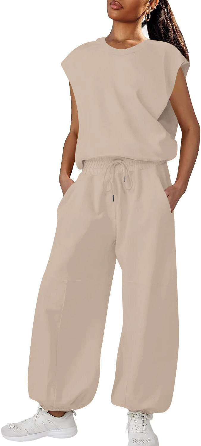Damen lässiger Sweatanzug mit weiter Silhouette und elastischem Bund Heidi-Mode