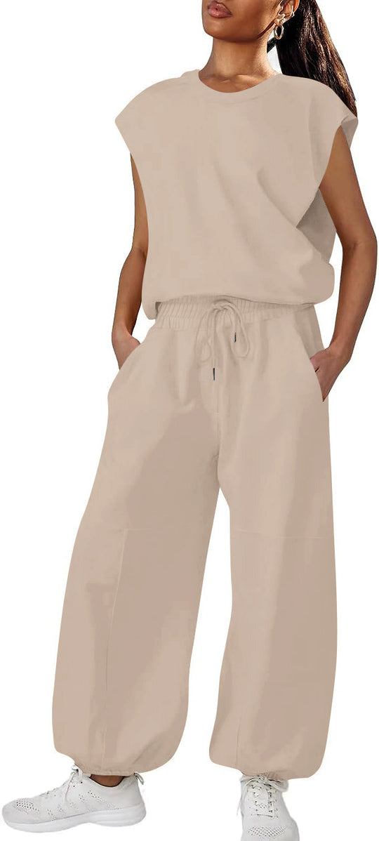 Damen lässiger Sweatanzug mit weiter Silhouette und elastischem Bund Heidi-Mode