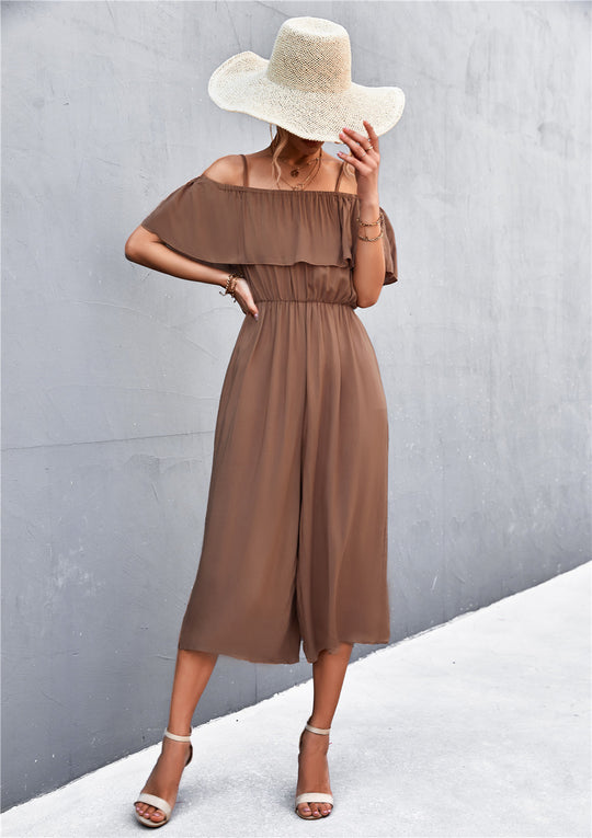 Damen eleganter Jumpsuit mit Off-Shoulder Design und lässigem Schnitt Heidi-Mode