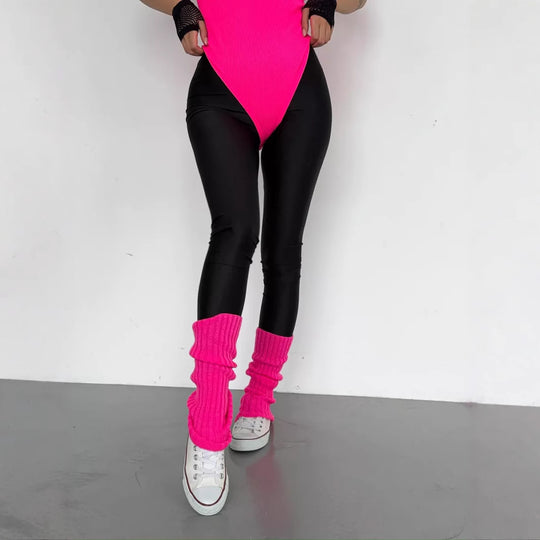 Damen Hochglänzende Sportleggings mit hohem Bund und optimaler Passform Heidi-Mode