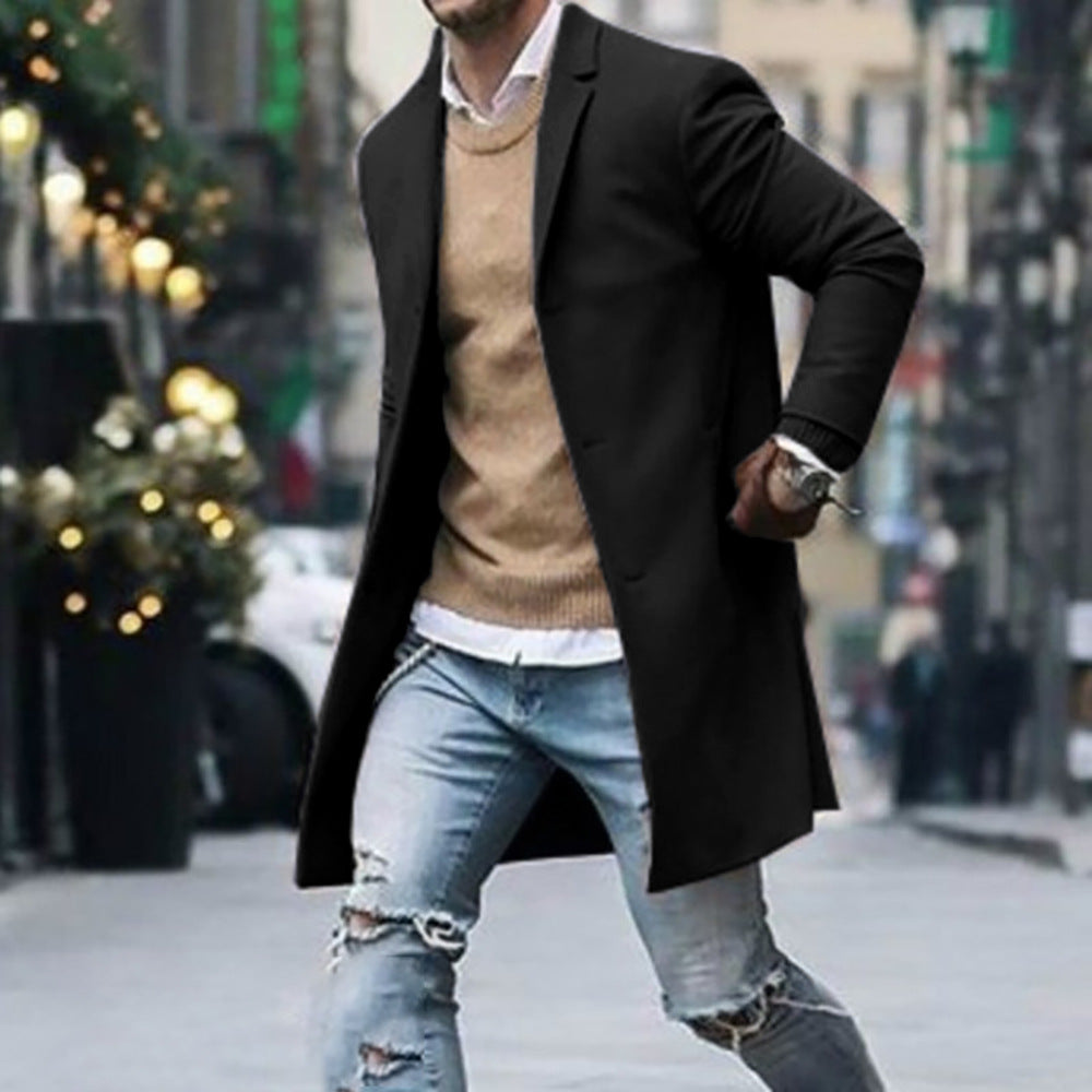 Herren eleganter Mantel mit hochwertigen Details Heidi-Mode