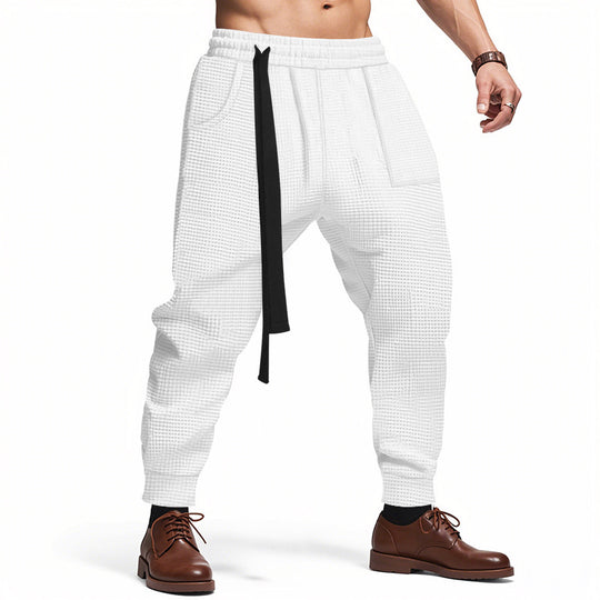 Herren Bequeme Waffelstruktur Jogginghose mit Kordelzug Heidi-Mode
