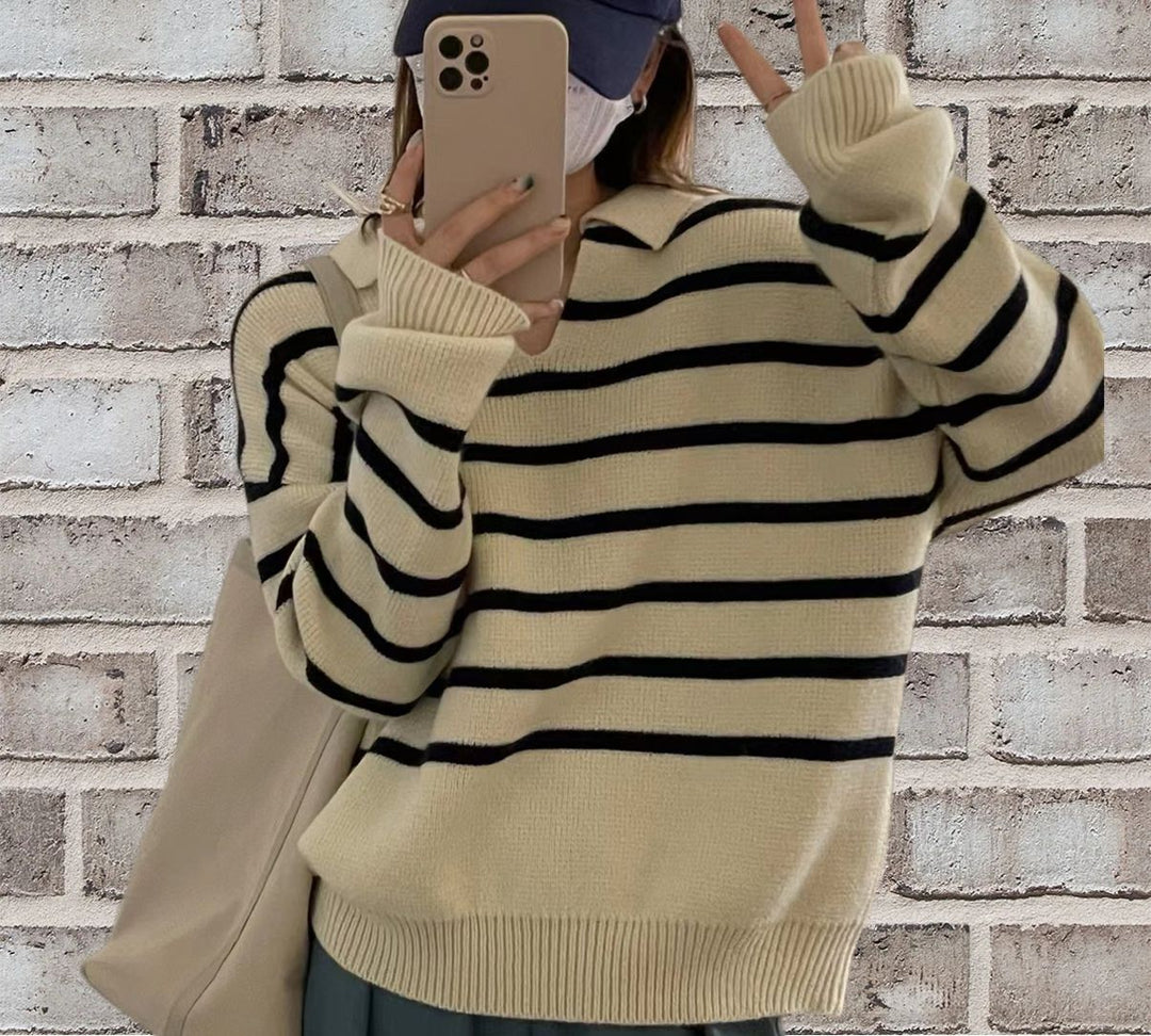 Damen gestreifter Pullover Heidi-Mode