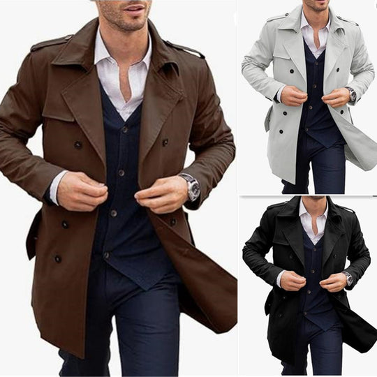 Herren Eleganter Trenchcoat mit klassischem Schnitt und praktischen Taschen Heidi-Mode