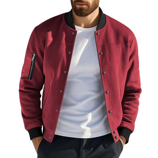 Herren modische Collegejacke mit praktischen Reißverschlusstaschen und elastischen Bündchen Heidi-Mode