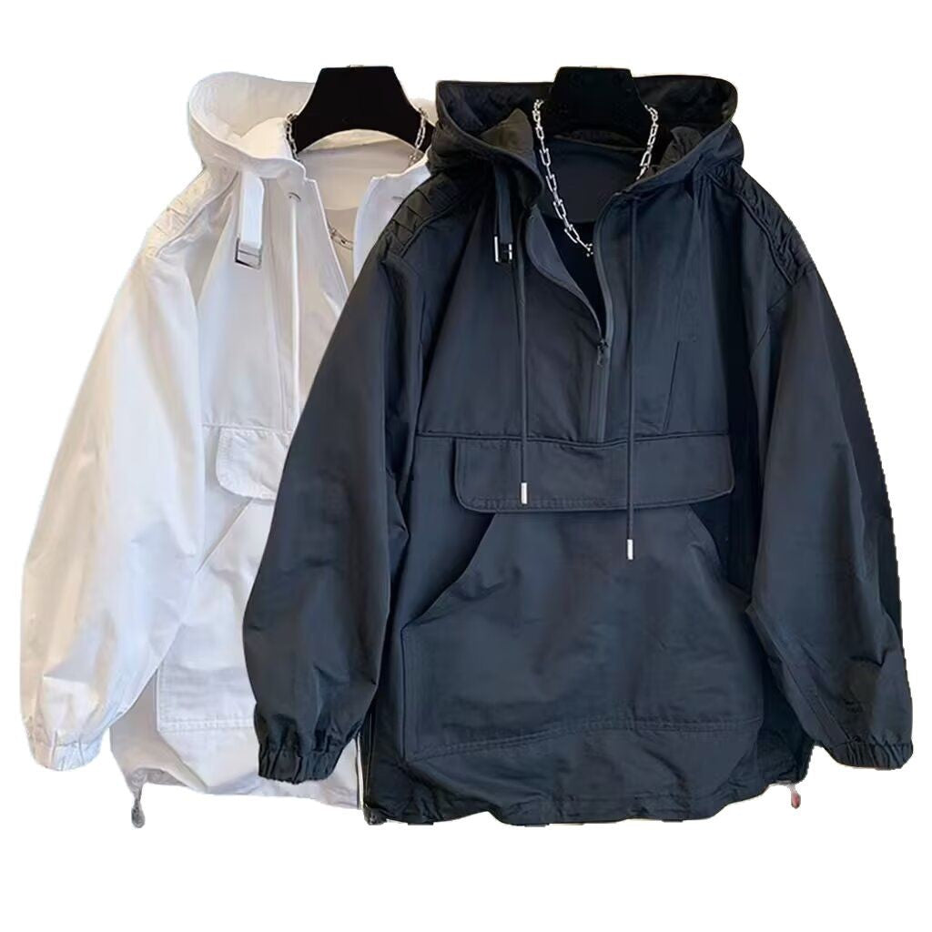 Damen lässige Anorakjacke mit verstellbarem Kapuzensystem und großzügiger Tasche Heidi-Mode
