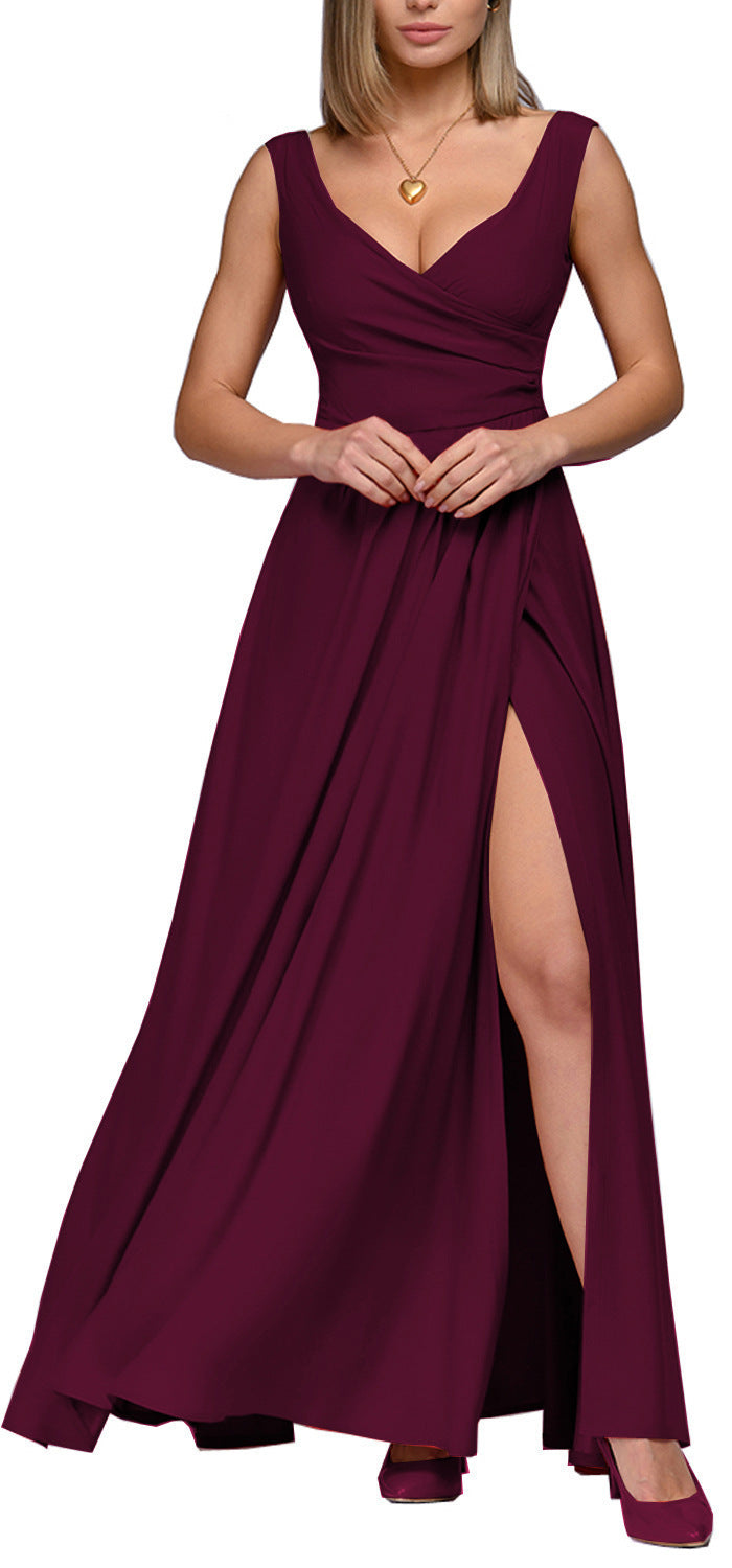 Damen Maxikleid mit elegantem Wickeldesign und seitlichem Schlitz Heidi-Mode