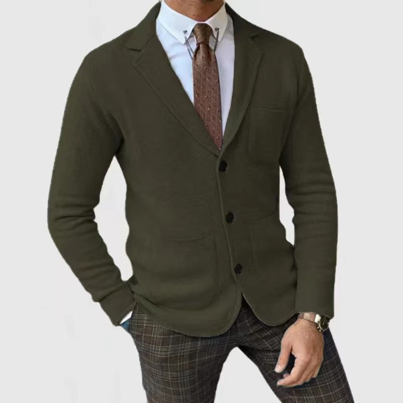 Herren Strickblazer mit Knopfleiste und praktischen Taschen Heidi-Mode
