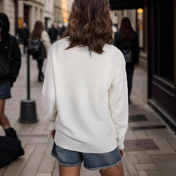 Damen Pullover mit Flaggenmotiv und strukturiertem Strick Heidi-Mode