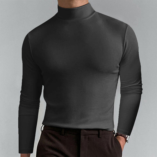 Herren Elegantes Langarm-T-Shirt mit hohem Kragen Heidi-Mode