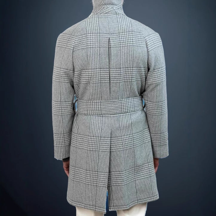 Herren klassischer karierter Wollmantel Heidi-Mode