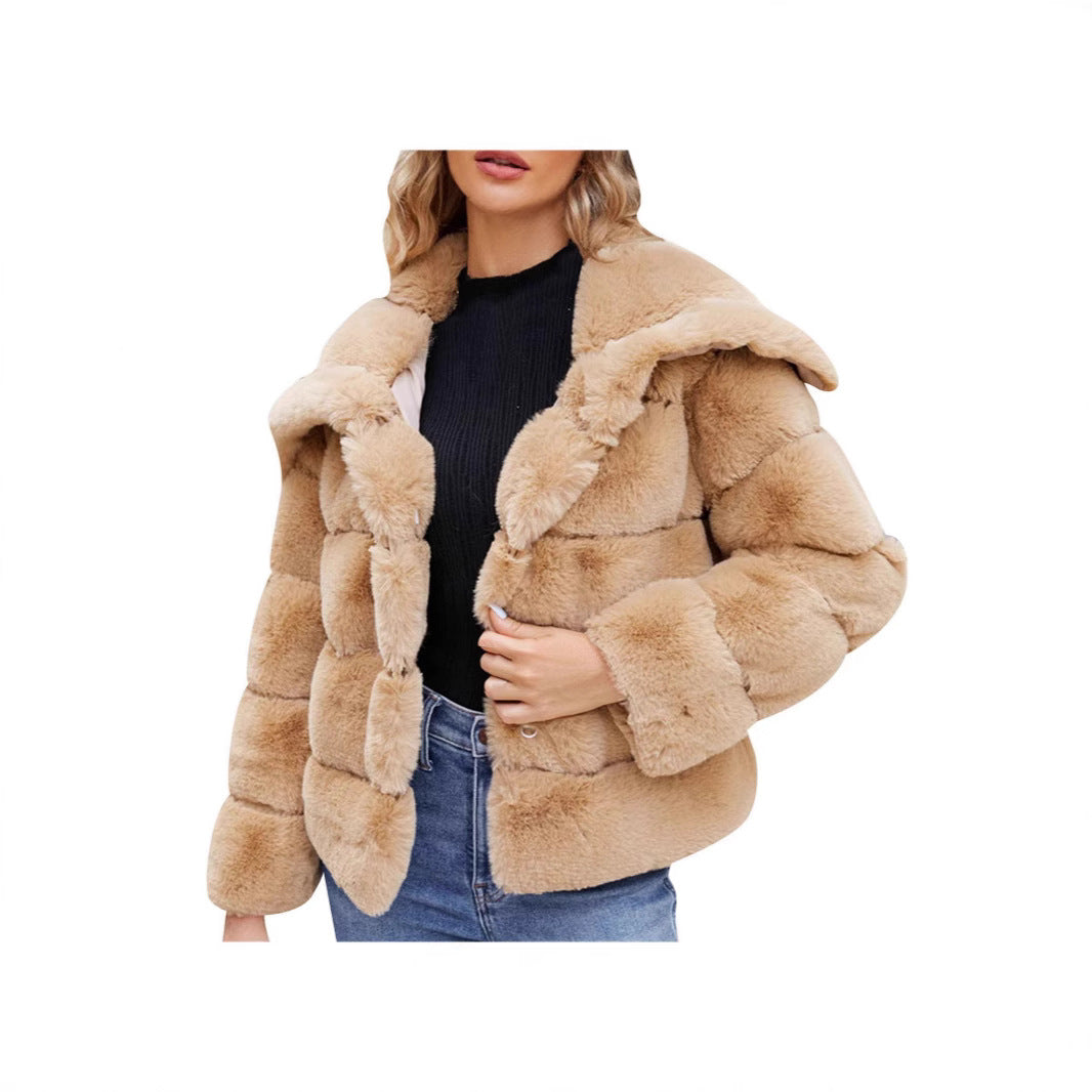 Damen Trendige Puffjacke mit weich gefüttertem Kunstfell Heidi-Mode