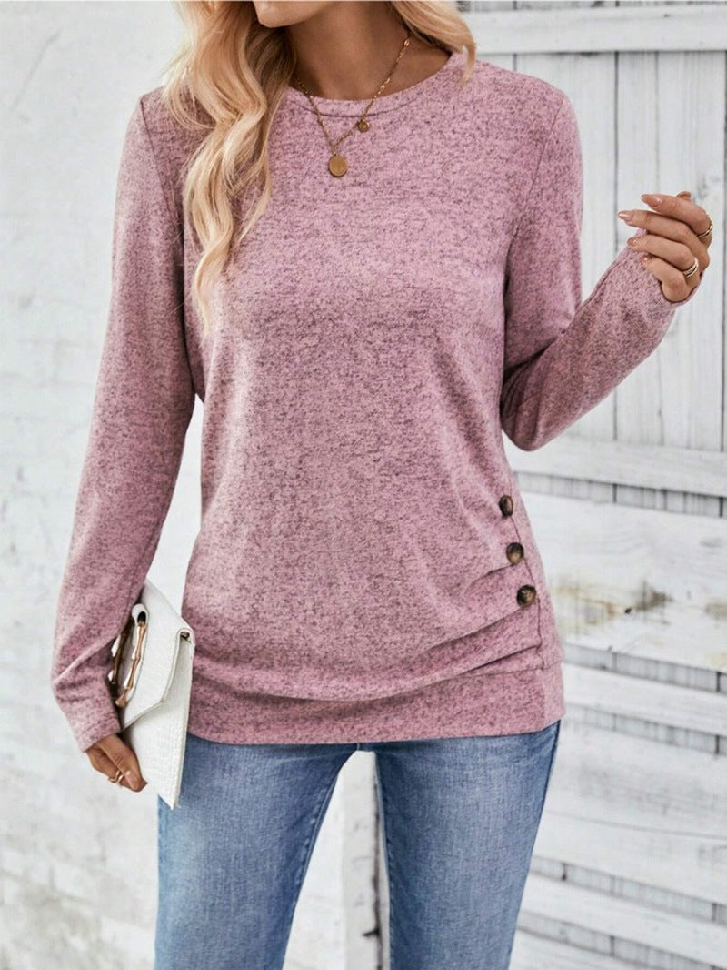 Damen lässiges Langarmshirt mit asymmetrischem Schnitt Heidi-Mode