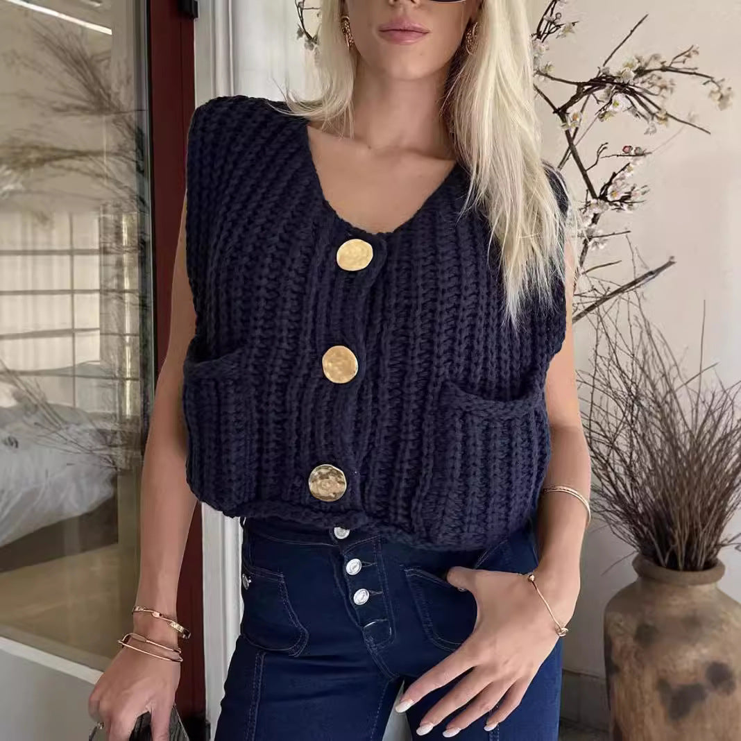 Damen Strickweste mit Taschen Heidi-Mode