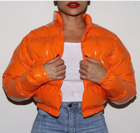 Damen modische kurze Steppjacke mit glänzendem Finish Heidi-Mode